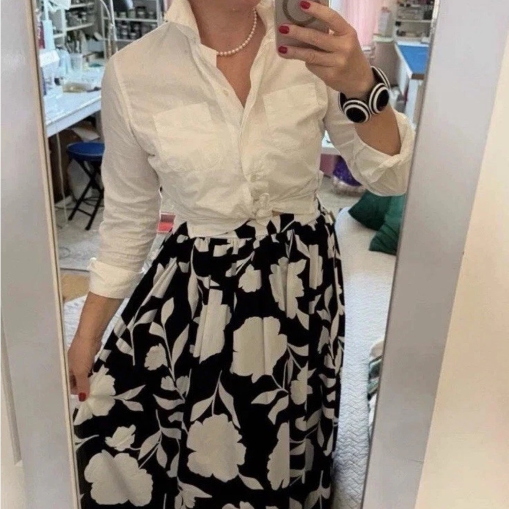 Women's Classic Rose Volume Midi Skirt - kate spade new york Black/Cream SMALL